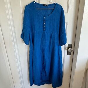 Ralston Laggenlook blue linen dress size medium